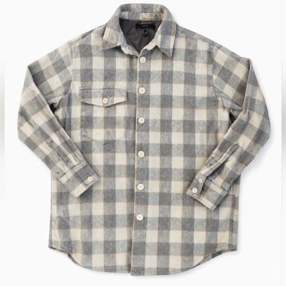 Forever 21 Jackets & Blazers - Shacket wool plaid flannel neutral oversized warm jacket sz S